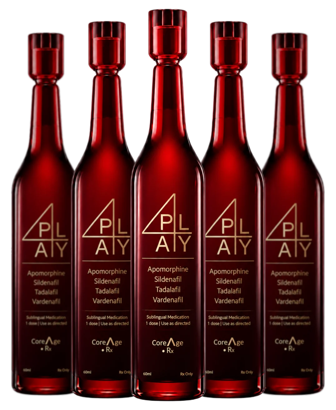 4PLAY one-month supply - five sublingual vials, 10 mL total